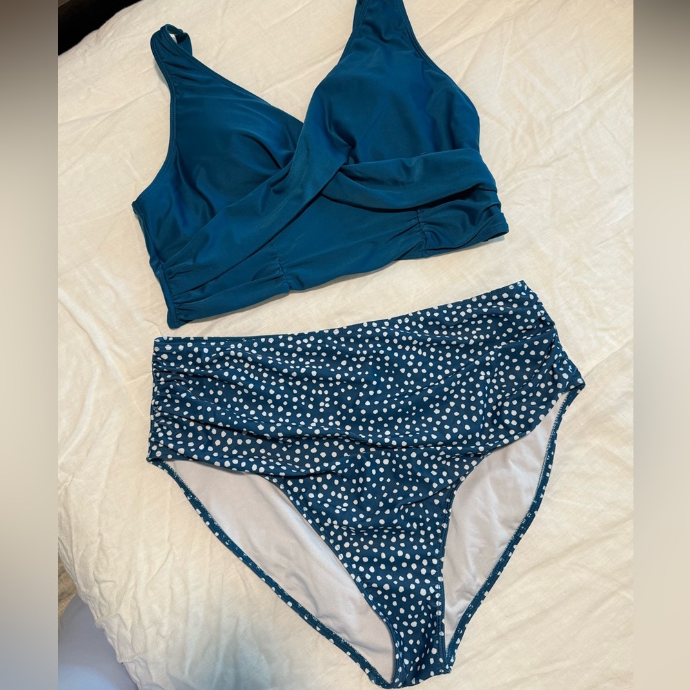 Cupshe Longline Teal Bikini, 1XL